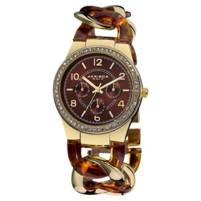 Reloj para mujer Akribos AK562BR cuarzo multifunción cristal acentuado resina cadena Foto 1 de 4