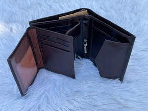 Card Holder Dark Brown Genuine Leather Wallet Bifold Purse Cardholder New in box - Picture 1 of 12