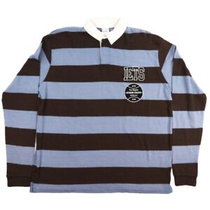 IETS FRANS - 100% cotton,  chocolate brown & pale blue striped rugby shirt, M/L