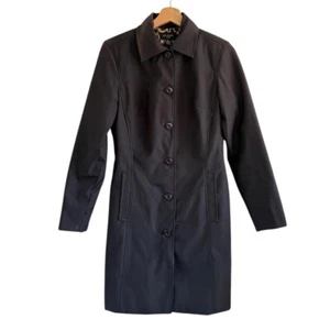 GUESS BUTTON DOWN TRENCH COAT BLACK WOMENS SIZE SMALL - Picture 1 of 6