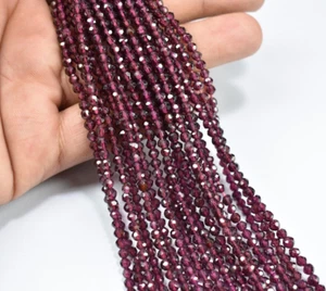 Natural Garnet Rondelle Faceted Loose Gemstone Beads 13 Inch 1 Strand 3-3.5mm - Picture 1 of 7