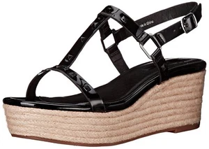 Kensie Tavi Platform Wedge Slingback Sandal Black 10M NWOB - Picture 1 of 1