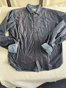 MERIDIAN LINE Shacket Mens Medium Dark Blue Lined Flip Cuff Long Sleeve Shirt - Picture 1 of 10