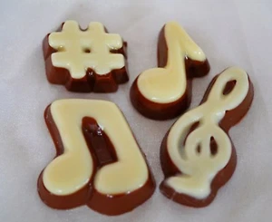 Hand-made Belgian Chocolate Musical Notes.Buy 25, 50 or a sample pack - Picture 1 of 1