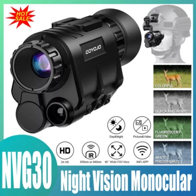 NVG30 Helmet Night Vision Monocular Wide View 40° 940nm IR WIFI for Hunting - Image 1 of 4