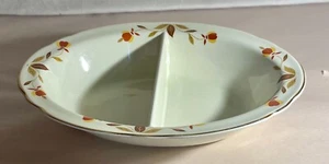 Hall Autumn Leaf 10 1/2" Oval Divided Vegetable Bowl - Picture 1 of 2