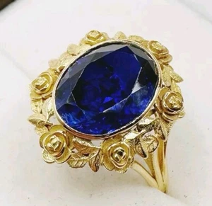 LUXUS Damen Saphir Ring Echtes 750 Gelbgold 18KT,Neu - Bild 1 von 13
