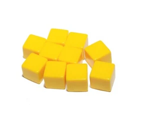 10 Blank Yellow Dice, Square Cornered - Plastic Cubes, 16mm , D6 - Picture 1 of 1