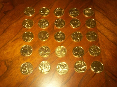 24K 25 GOLD PLATED STATE QUARTERS 1999 2000 2001 2002 2003 -P one of each state - Image 1 of 2