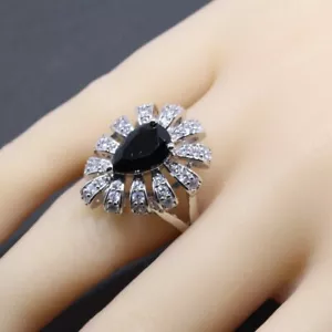 BONITO ANILLO EN PLATA 925 Y ZIRCONITA EN COLOR NEGRO. - Foto 1 di 7