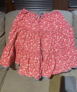 Mini Boden Girls 9-10Y Full Pink Corduroy Skirt With Blue Trim EUC - Picture 1 of 3