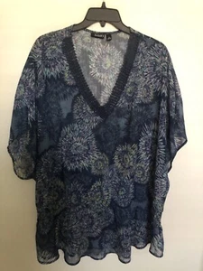 2X ~ transparentes blaues Top elastischer Bund Damen Übergröße - Bild 1 von 6
