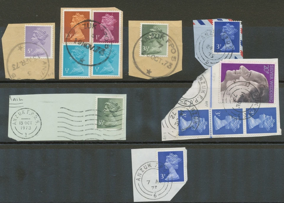 SINGAPORE „ANZUK“ seven different forces post office postmarks 3 different types - Image 1 of 1