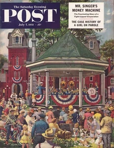 1951 JULY 7 Patriotic Fourth Town Square SATURDAY EVENING POST COVER ONLY #3 - Picture 1 of 3