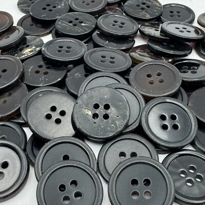 Unique Black/Brown Japanese "KEY SHELL" Button Classic Rim 18mm 11/16"  4hole - Image 1 of 3