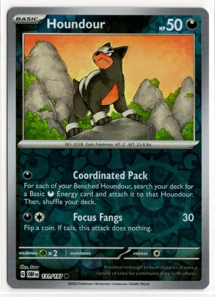 Pokemon Obsidian Flames Reverse Holo 131/197 Houndour - Image 1 of 1