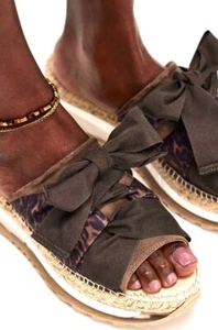 Free People Chapmin Sport Sandal Sneaker Espadrille Ribbons Leopard 39/9 NEW - Picture 1 of 9