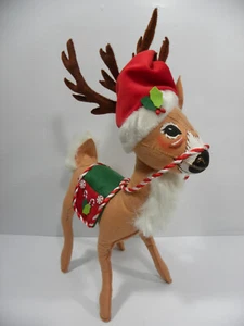 Annalee 2007 Rentier Weihnachten mit Nikolausmütze Pfefferminz 19 Zoll - Bild 1 von 9