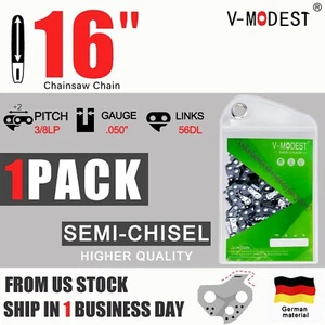 16 Inch Chainsaw Chain Blade SEMI CHISEL For POULAN Makita 3/8LP Gauge .050 56DL - Picture 1 of 9