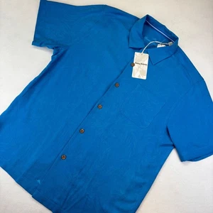 Camisa Tommy Bahama Tropic Isles Seda Abotonada Canal Azul Para Hombre Mediana Med Nueva - Imagen 1 de 10