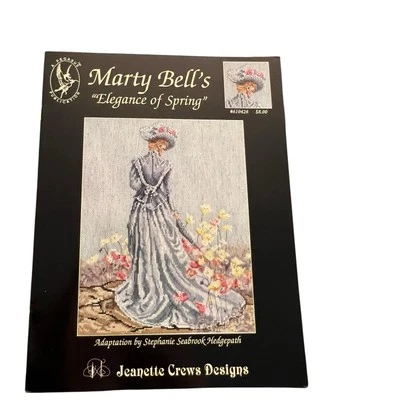 Marty Bell's Elegance of Spring Cross Stitch Pattern Blue Dress Spring Flowers - Image 1 of 4