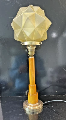 Art Deco  Catalin / Bakelite / Phenolic Table Lamp with Starburst Glass Shade - Image 1 of 4