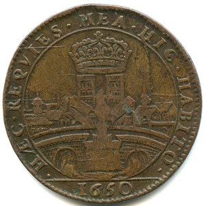 Kupfermünze Paris, Stadtverwaltung Rat 1650, Qualität Nr. 1444 - Bild 1 von 2