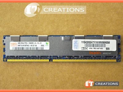 IBM 4GB PC3-10600R DDR3-1333 REGISTERED ECC 2RX4 MEMORY MODULE RDIMM 44T1493 - Image 1 of 2