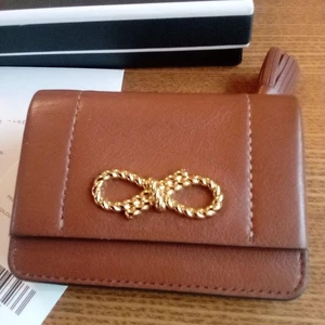 Anya Hindmarch Rope Bow Mini Wallet Leather Brown Women's From Japan - Picture 1 of 12