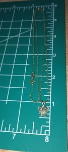 14 Karat Gelbgold Schmetterling Anhänger mit 10 Karat Gelbgold Kette - Bild 1 von 9