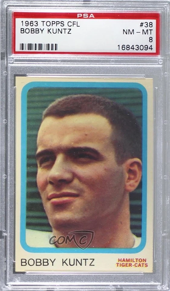 1963 Topps CFL Bobby Kuntz Bob Kuntz #38 PSA 8 - Image 1 of 2