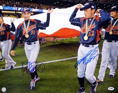 Ichiro Suzuki & Munenori Kawasaki Signed 16x20 Photo WBC Team Japan PSA/DNA ITP - Image 1 of 4