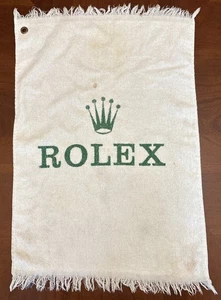 vintage 1980s Rolex watch Logo rare Classic White Green golf bag towel - Picture 1 of 5