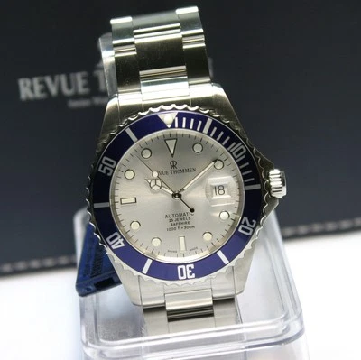 Revue Thommen DIVER (300m) automatico argento/blu 17571.2125 mai indossato - Immagine 1 di 4