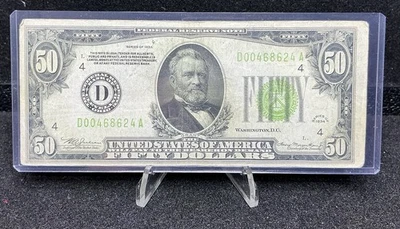 1934 $50 Federal Reserve Note, Cleveland, Ohio Lime Green Z57 - Image 1 of 2