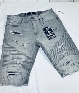 Jordan Craig Herren Jeansshorts Shredded #J3193S Jeans Zementwaschung 32 Taille ** Neu mit Etikett - Bild 1 von 16