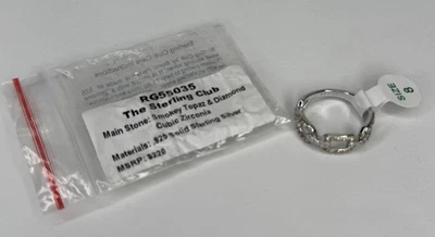 Bomb Party The Sterling Club RG55035 Sz 8 Smokey Topaz Cubic Zirconia Ring - NEW - Image 1 of 2