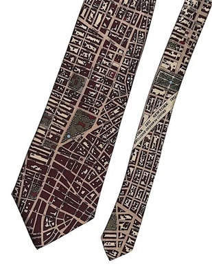 Карта Civitas Tie Silk улицы Нью-Йорка Манхэттен 1852 новые бирки 58 дюймов x 4 дюйма - Изображение 1 из 4