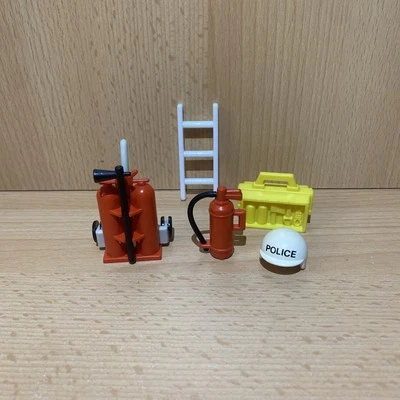 Vtg Police And Fire Play Set Pieces Extinguisher Helmet Toolbox - Image 1 of 3
