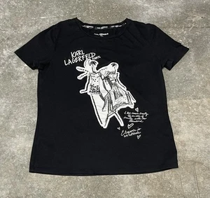 Women’s Karl Lagerfeld Paris Fashion Designer Black T-Shirt Size Small - Picture 1 of 14