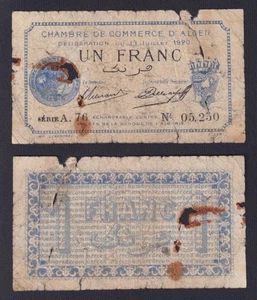 Banconota Algeria Chambre de Commerce d'Alger 1 franc 1920 MB/F - Picture 1 of 1