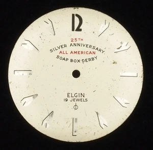 Elgin 19j 25th Silver Anniversary All American Soap Box Derby Watch Dial - Picture 1 of 2