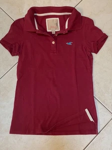 VINTAGE Y2K HOLLISTER HCO PREPPY BURGUNDY POLO SHIRT TOP GIRLS SIZE S - Picture 1 of 3