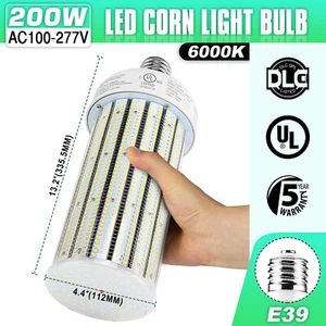 200W LED Corn Light Bulb E39 Mogul 6000K High Bay Warehouse Industrial GYM Lamp - Picture 1 of 11