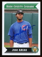 2013 Kane County Cougars JOSE ARIAS Signed Card autograph AUTO CUBS