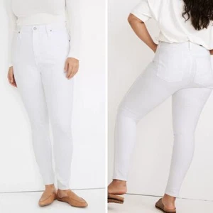 NEW Madewell 10" High-Rise Skinny Jeans in Pure White, 32 - Imagen 1 de 12