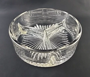 Vintage Depression Glass Three Divided Candy Pickle Nut Dish Starburst 5.5" Dia. - Picture 1 of 6