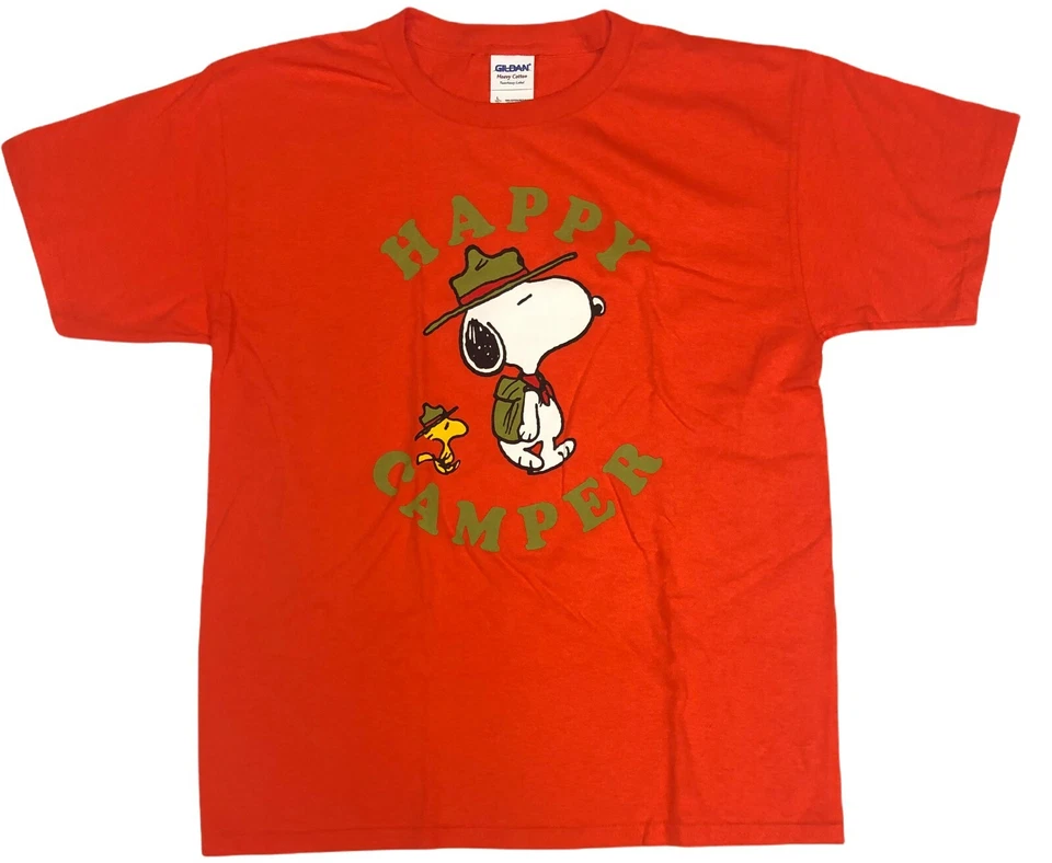 Camiseta Snoopy Happy Camper Niño Grande 18 Naranja 100% Algodón Foto 1 de 1
