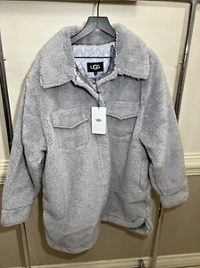 UGG Frankie UGGfluff Hemdjacke Oversized Fit Grau/Lila Damen Gr. S Small - Bild 1 von 4