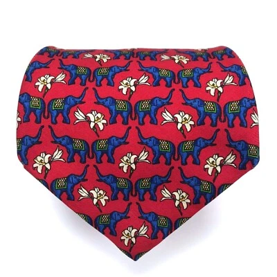 Brooks Brothers Makers All Silk Men's Tie  Red Blue Elephant Floral Necktie  Foto 1 de 4
